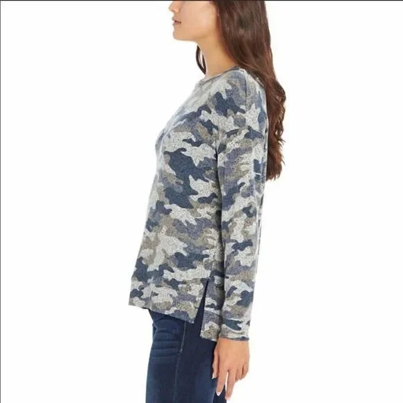 THREE DOTS Ladies Soft and Cozy Tunic - Blue Gray Camo - Picture 4 of 6